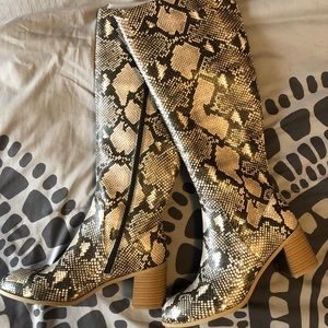 Women’s Marlee Snake Print Knee High Boots (Wide)